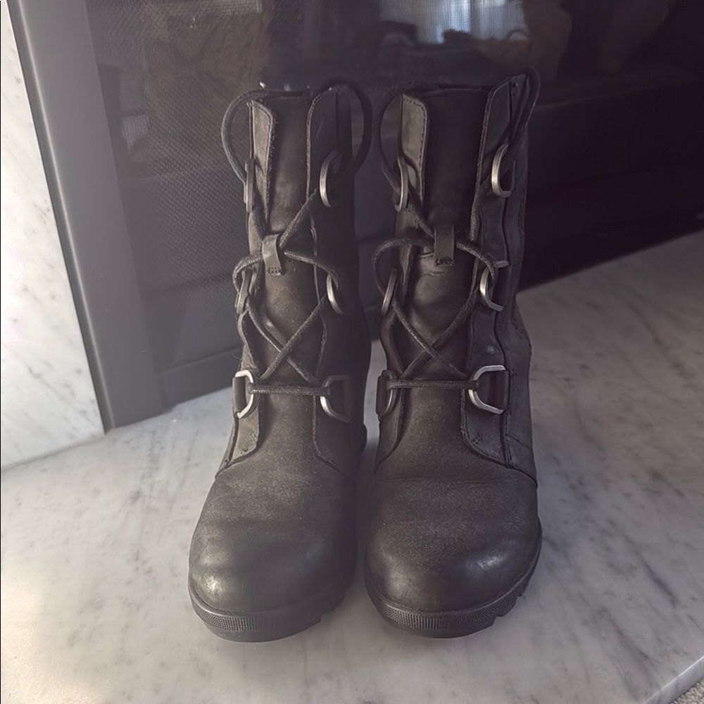 Women's Black Lace-Up Boots